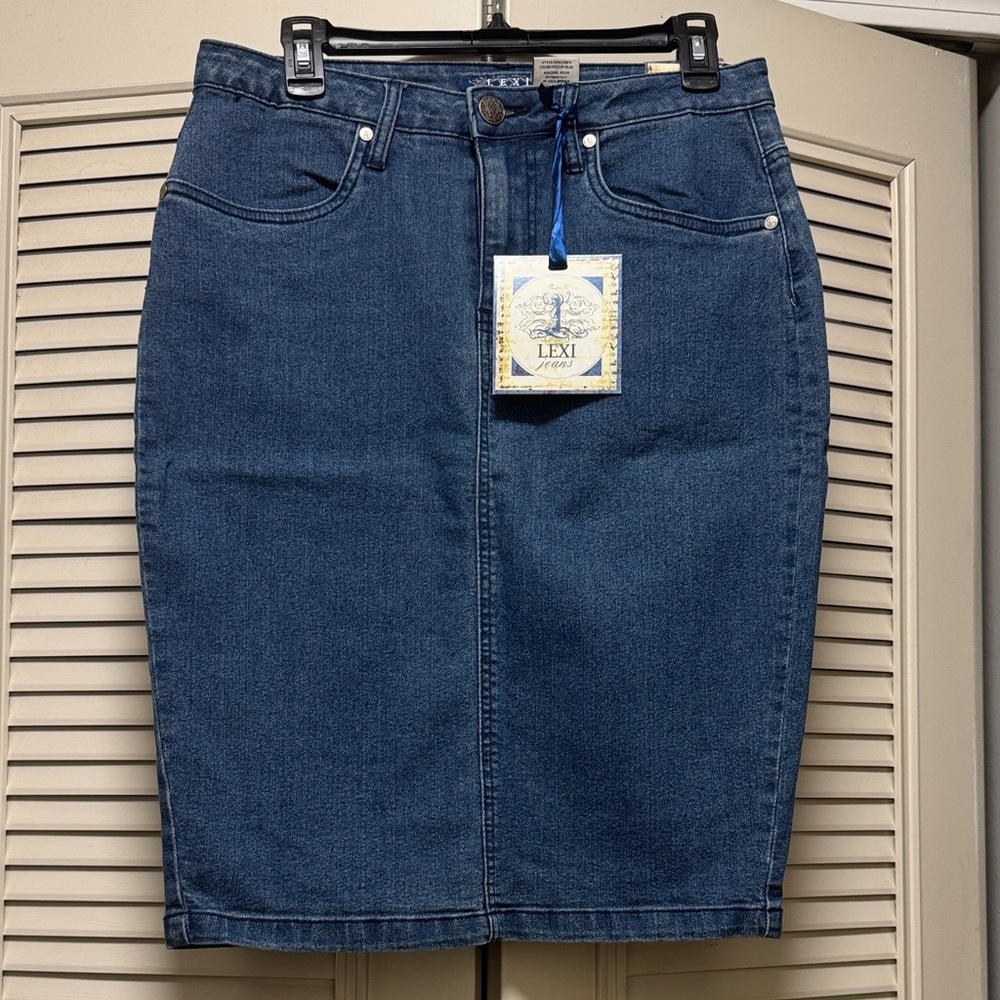 Lexi Women's Pencil Denim Skirt - Dark Blue